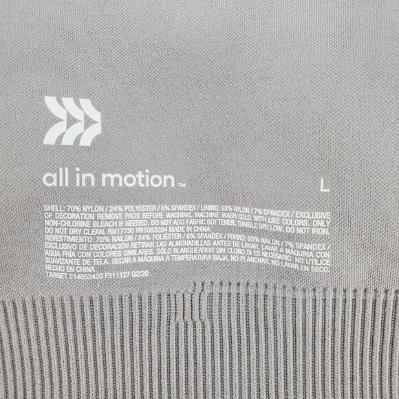All in Motion Size L Seamless Medium Support Sports Bra Light Heather Grey New - Picture 5 of 7